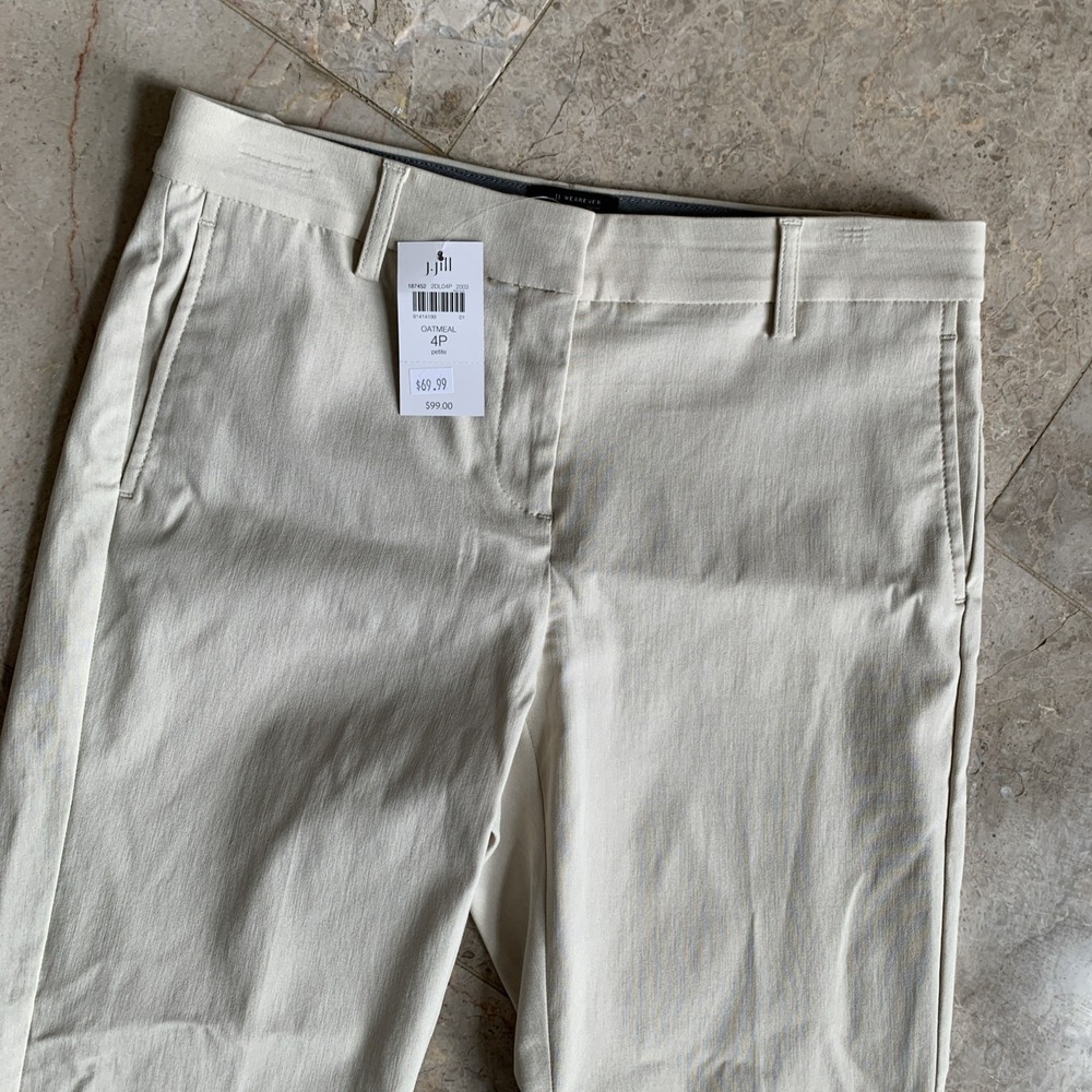$99 NWT J Jill Wearever Collection Women's Petite Size 4P Pants Oatmeal Stretch